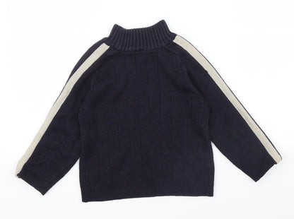 Preloved BHS Boys Blue Striped  Pullover Jumper Size 6 Years - Back