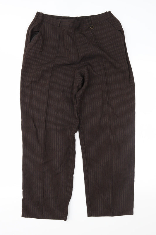 Marks and Spencer Womens Brown Striped  Trousers  Size 12 L26 in