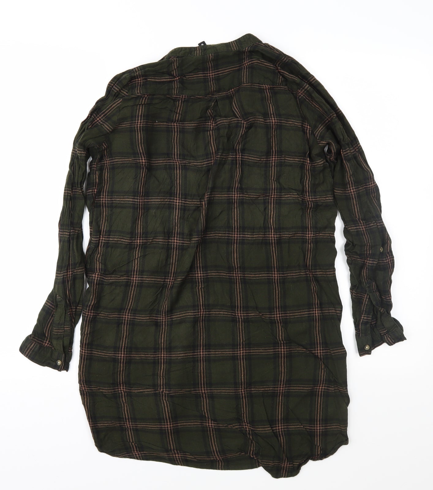 Divided Womens Green Check  Basic Button-Up Size 8