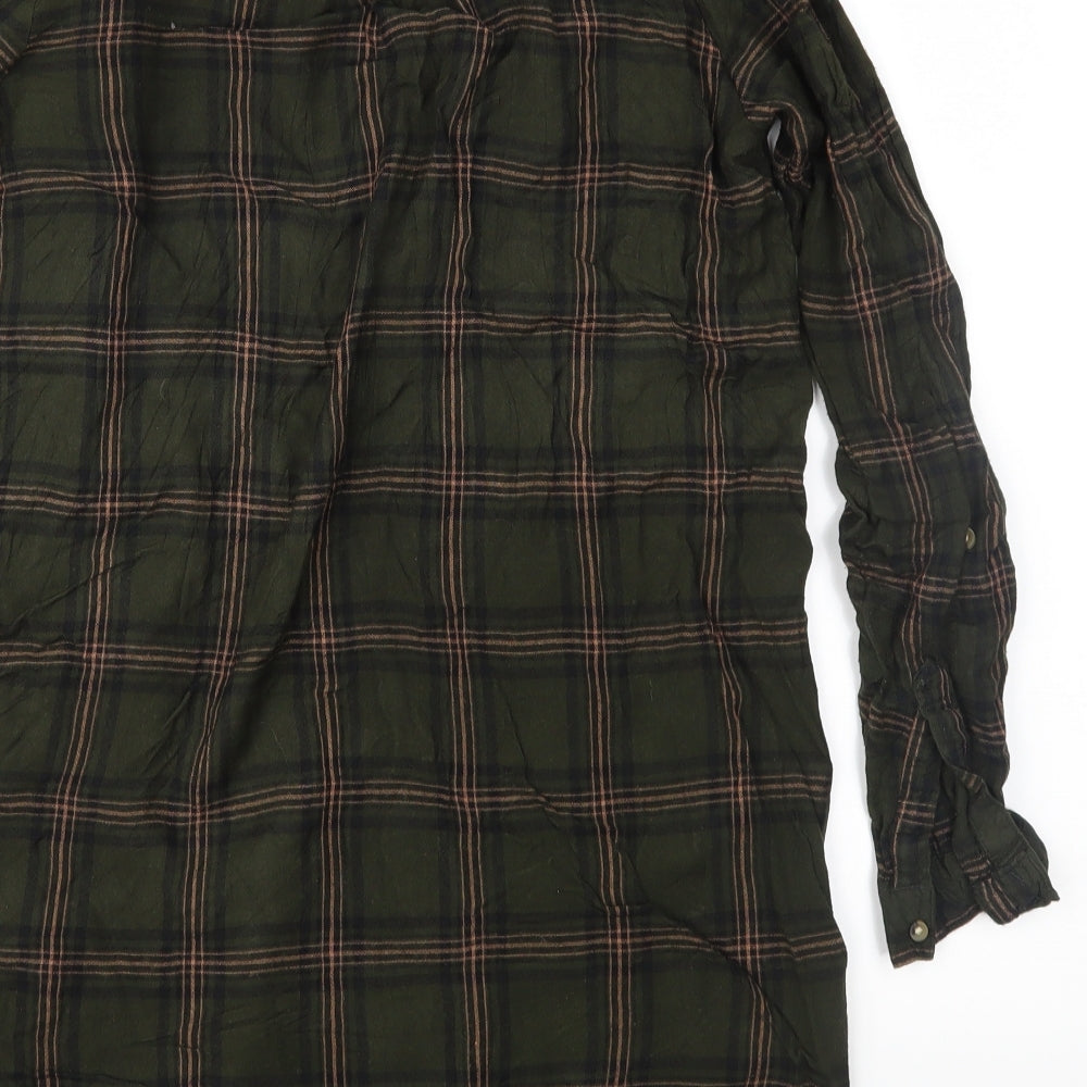 Divided Womens Green Check  Basic Button-Up Size 8