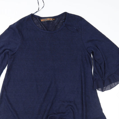 Preloved QED London Womens Blue  Knit Pullover Jumper Size S - Detail