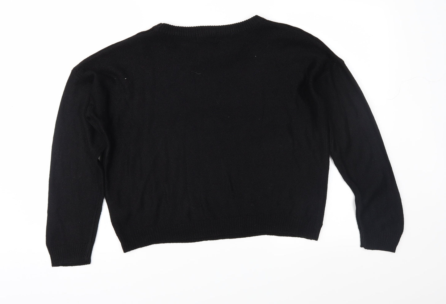 Boohoo Womens Black  Knit Pullover Jumper Size S