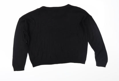 Preloved Boohoo Womens Black  Knit Pullover Jumper Size S - Back