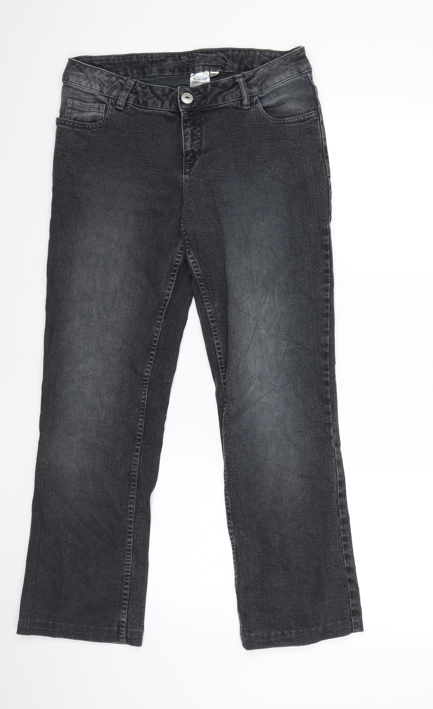 Blue Motion Womens Black  Denim Straight Jeans Size 12 L27 in