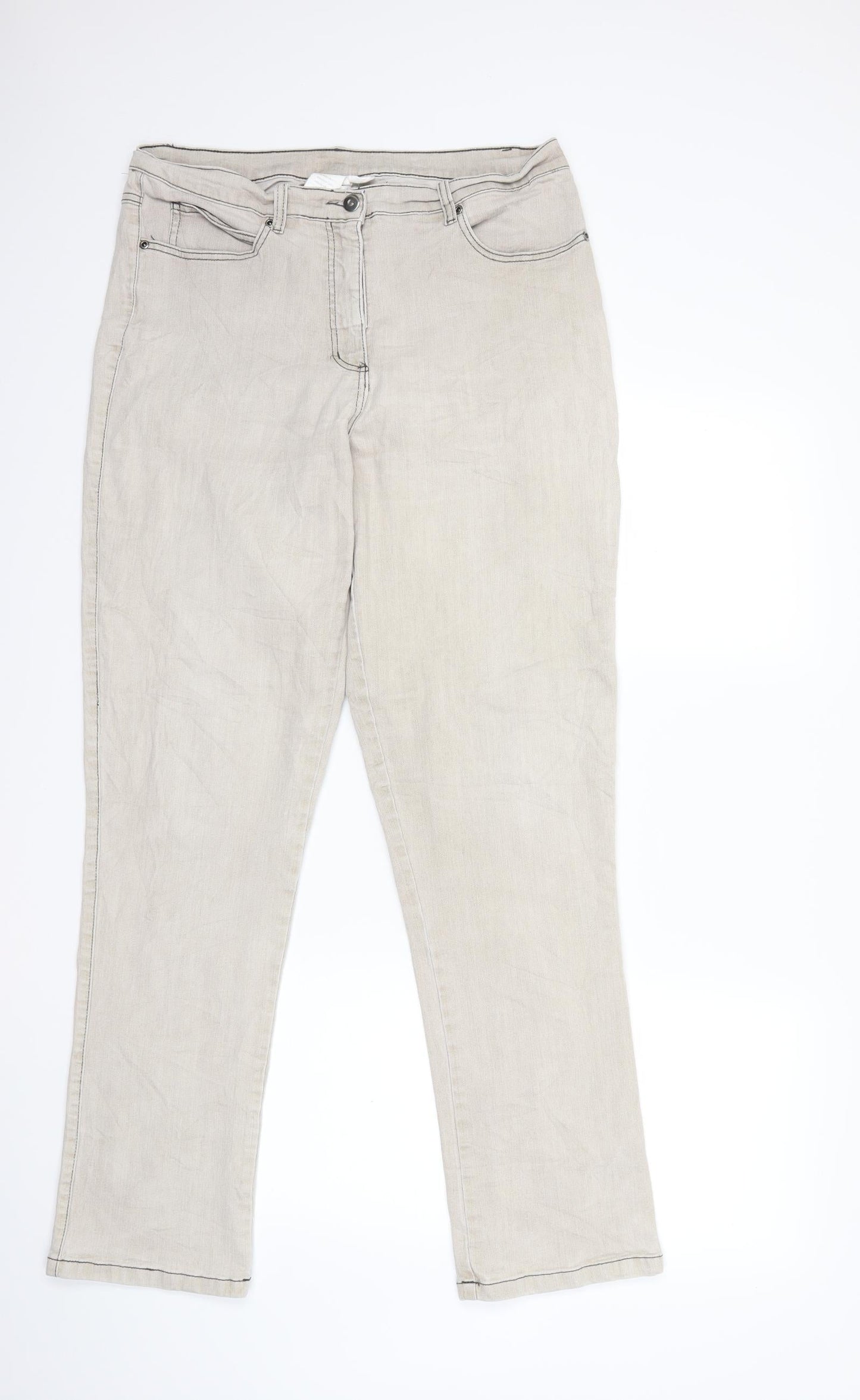 Preworn Womens Beige  Denim Straight Jeans Size 34 in L32 in