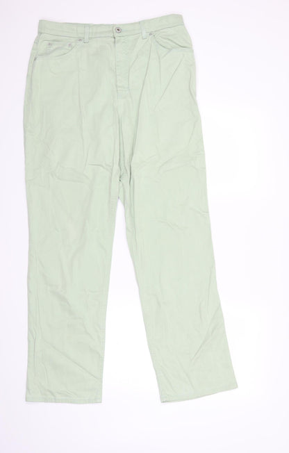 Preloved Marks and Spencer Womens Green  Denim Tapered Jeans Size 16 L32 in - Front