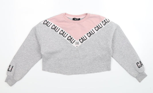New Look Girls Grey   Pullover Sweatshirt Size 10-11 Years  - Cropped