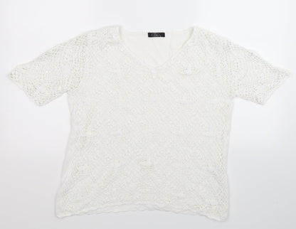 Preloved BM Womens White  Knit Pullover Jumper Size M - Front