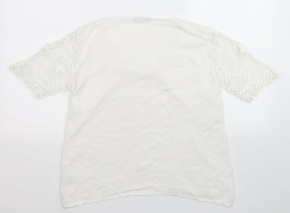Preloved BM Womens White  Knit Pullover Jumper Size M - Back