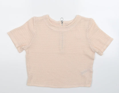 Preloved New Look Womens Beige  Knit Basic T-Shirt Size 10 - Front