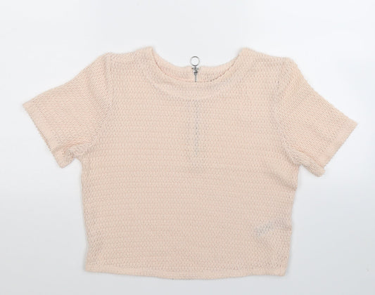 New Look Womens Beige  Knit Basic T-Shirt Size 10