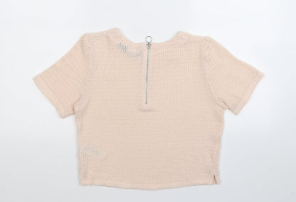 Preloved New Look Womens Beige  Knit Basic T-Shirt Size 10 - Back