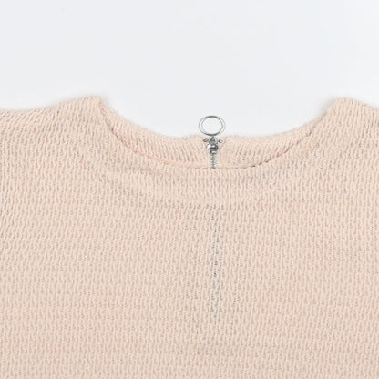 Preloved New Look Womens Beige  Knit Basic T-Shirt Size 10 - Detail
