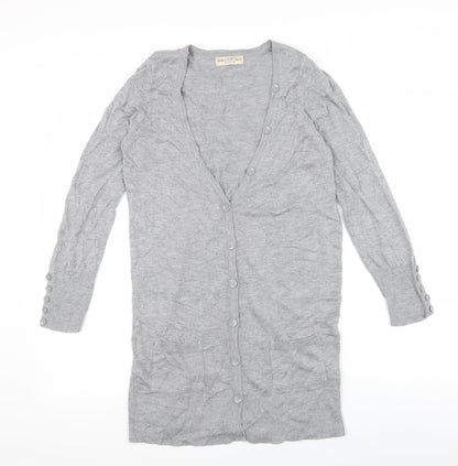 Preloved M&S Womens Grey   Cardigan Jumper Size S - Front