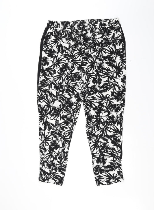 Dorothy Perkins Womens Black Floral  Trousers  Size 16 L30 in