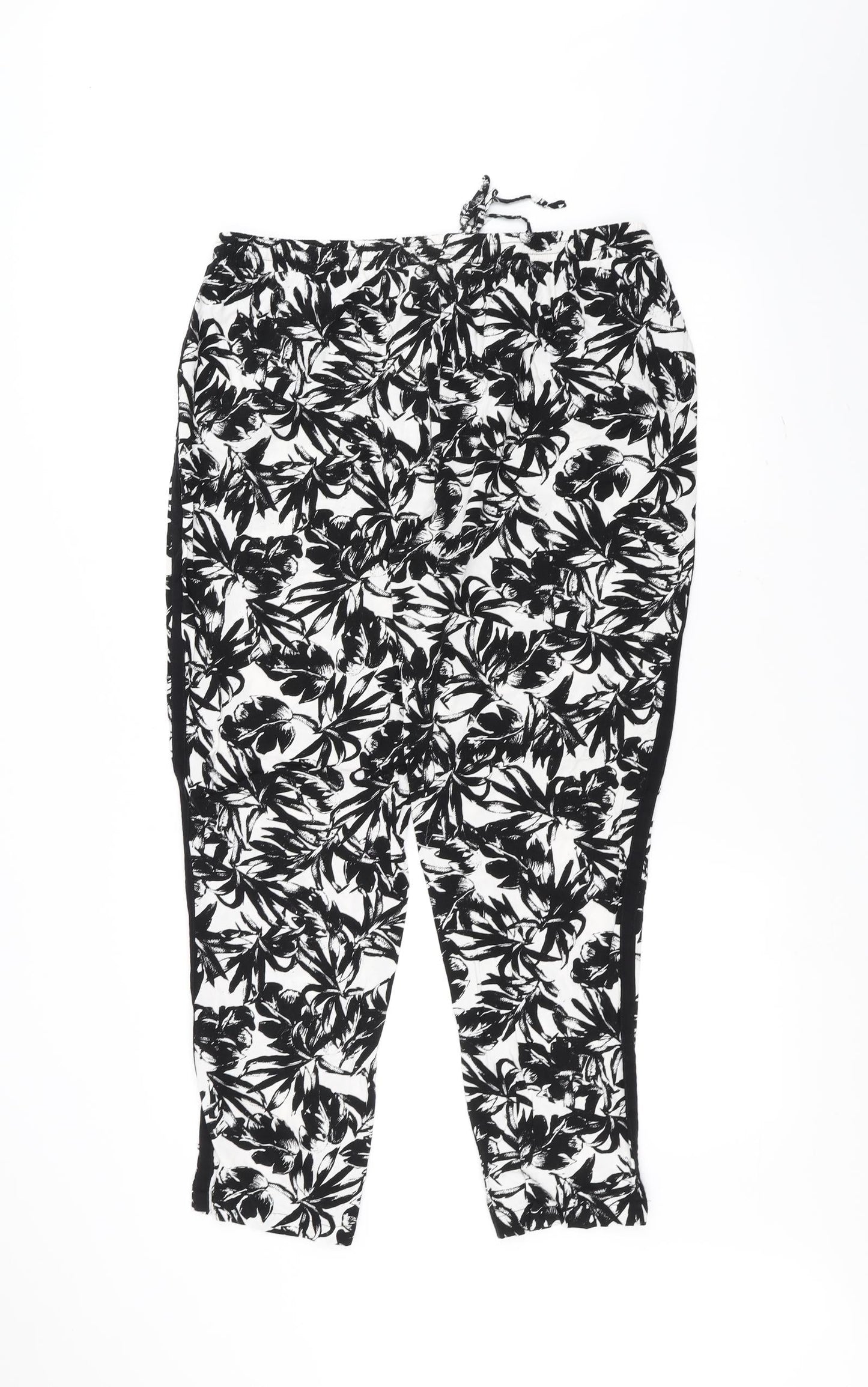 Dorothy Perkins Womens Black Floral  Trousers  Size 16 L30 in