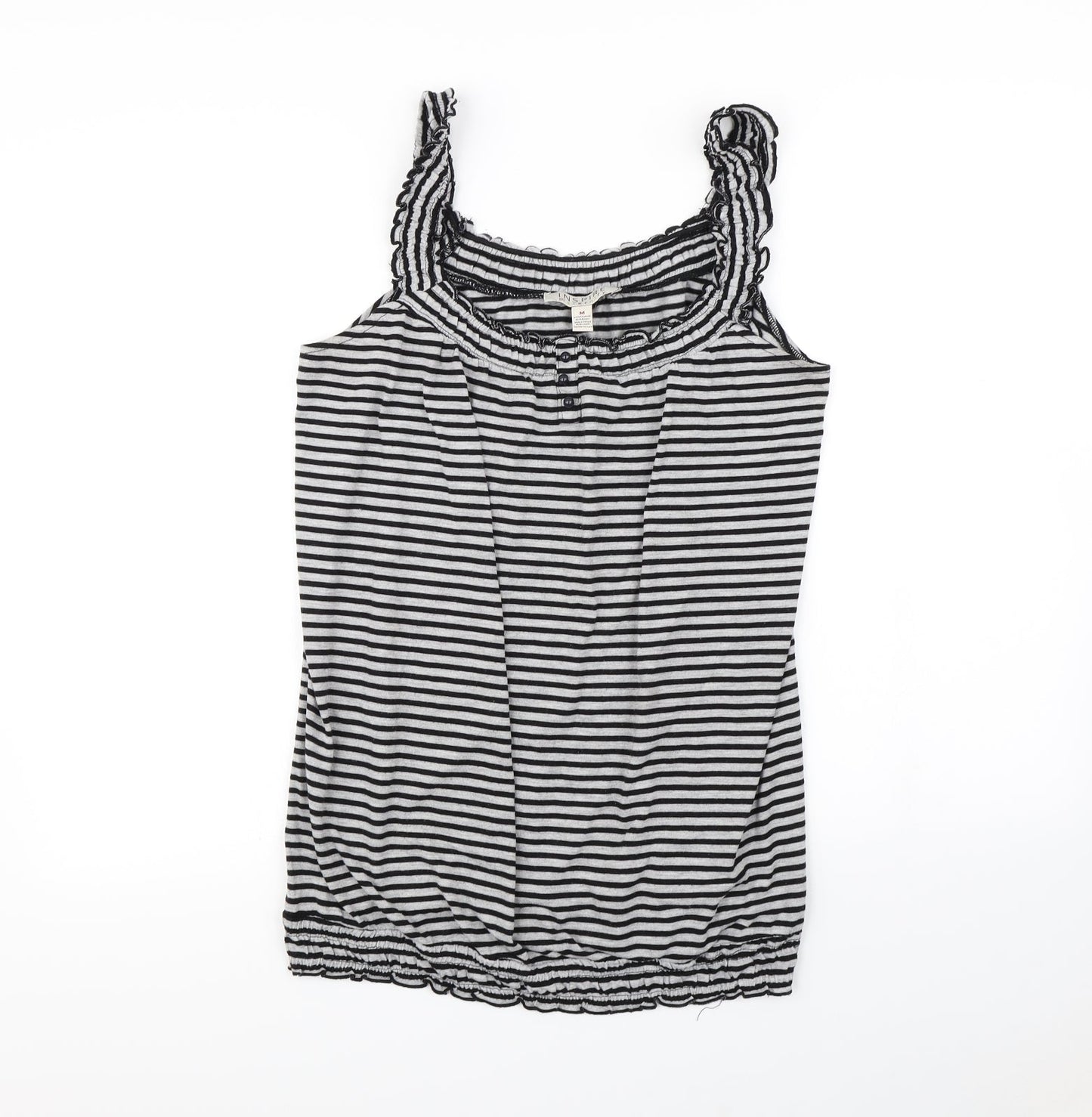 Inspire Womens Black Striped  Basic T-Shirt Size M