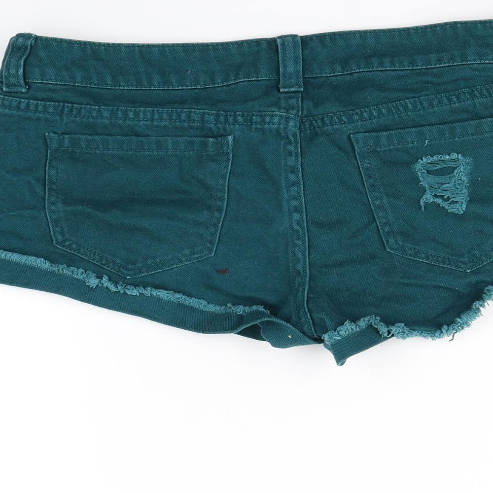 FOREVER 21 Womens Green   Cut-Off Shorts Size 28 in
