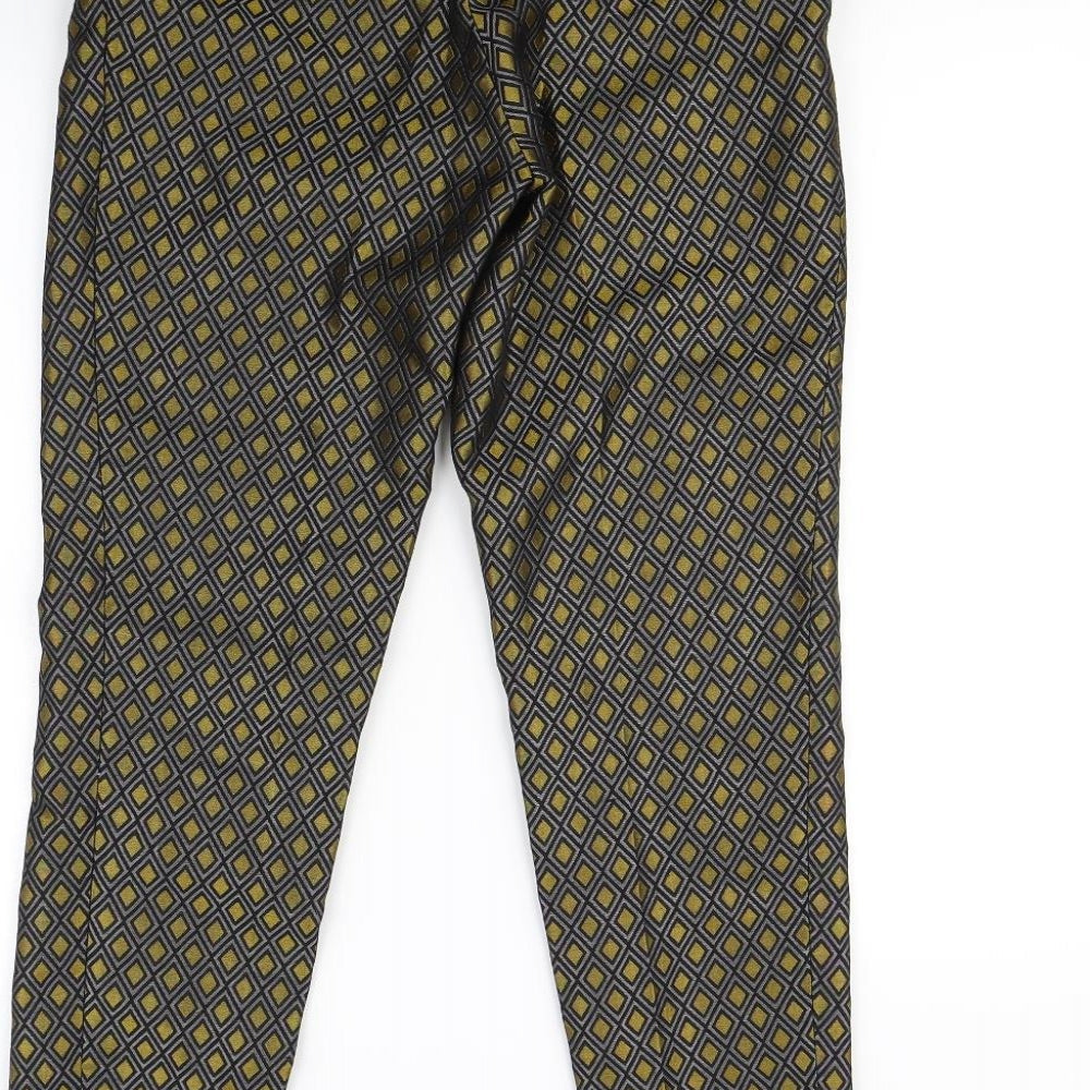 H&M Womens Gold Geometric  Trousers  Size 6 L28 in