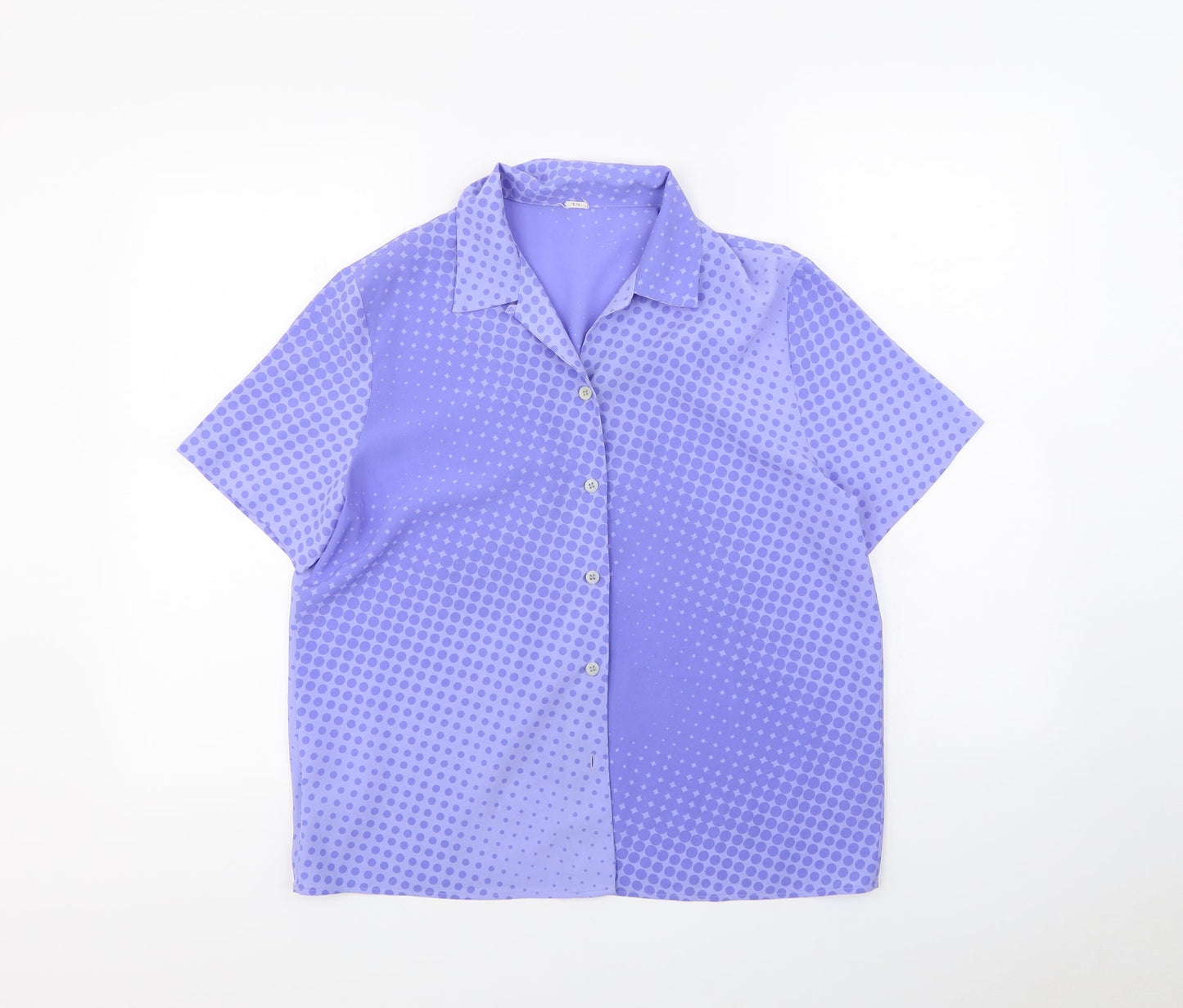 Preworn Womens Purple Polka Dot  Basic Button-Up Size 12