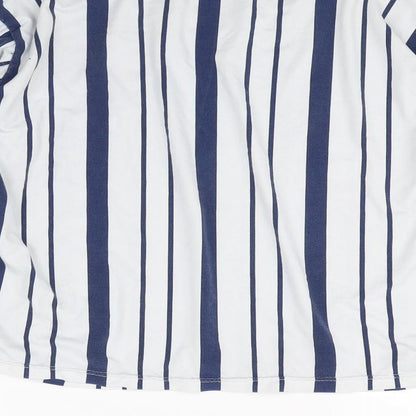 Preloved xqgr Womens White Striped  Basic T-Shirt Size L - Label