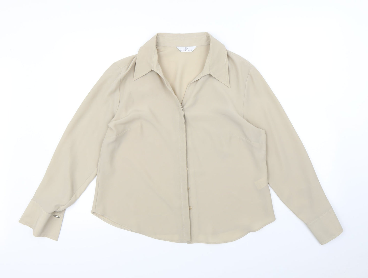Essentials Womens Beige   Basic Button-Up Size 16