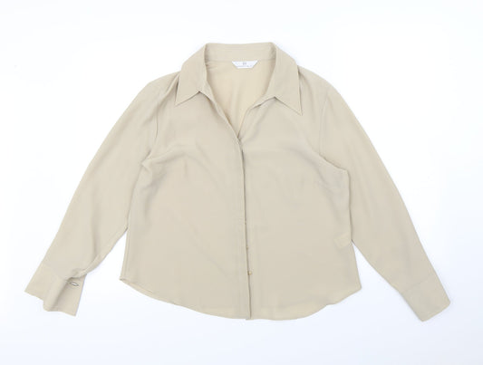 Essentials Womens Beige   Basic Button-Up Size 16