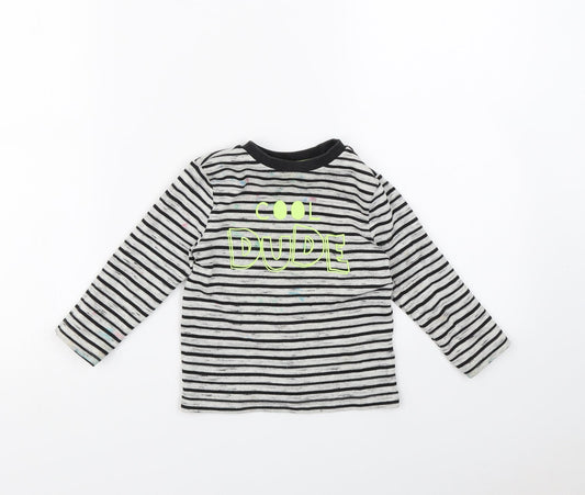 F&F Boys Black Striped  Basic T-Shirt Size 18-24 Months