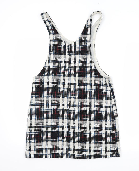 newlook Womens Black Plaid  Pinafore/Dungaree Dress  Size 8