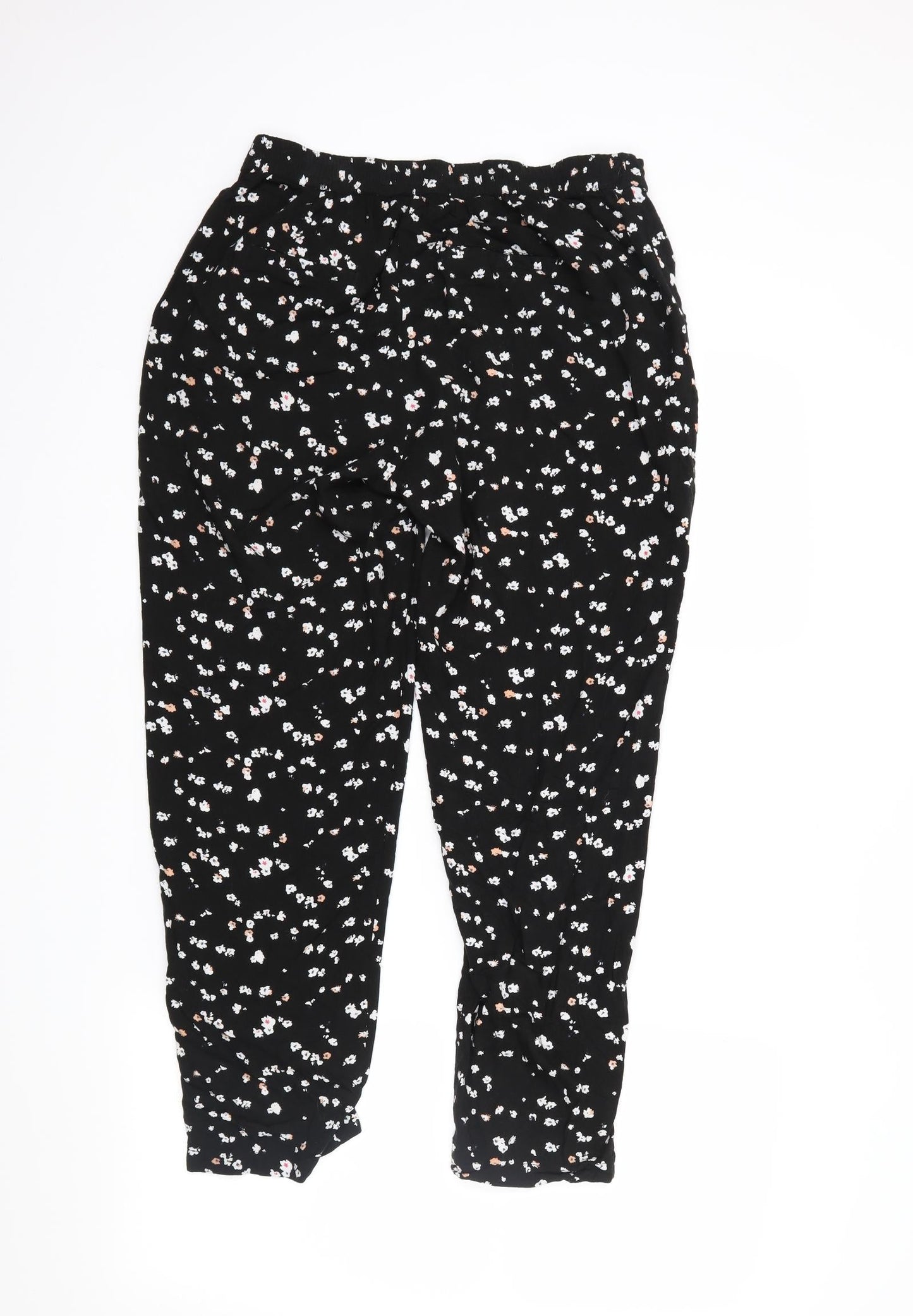 ICHI Womens Black Floral  Trousers  Size 10 L23 in