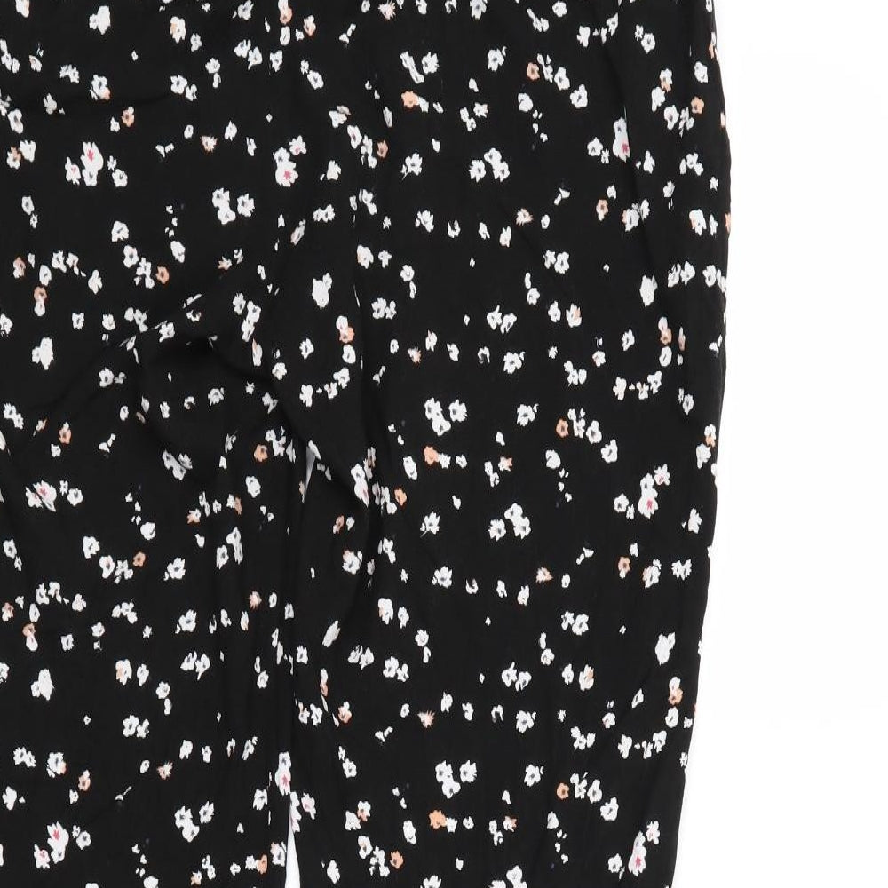 ICHI Womens Black Floral  Trousers  Size 10 L23 in