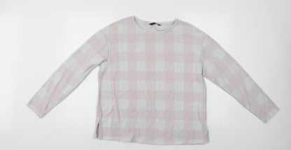 Preloved M&S Womens Pink Check  Pullover Jumper Size 14 - Front