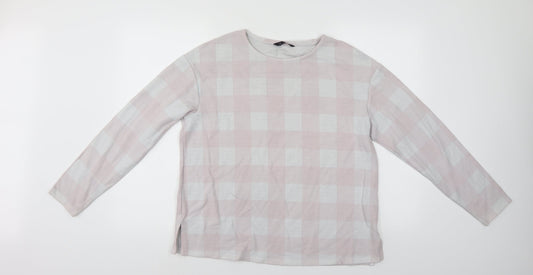 M&S Womens Pink Check  Pullover Jumper Size 14