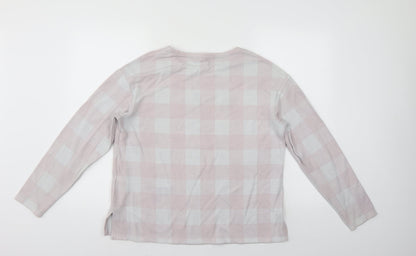 Preloved M&S Womens Pink Check  Pullover Jumper Size 14 - Back