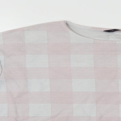 Preloved M&S Womens Pink Check  Pullover Jumper Size 14 - Detail