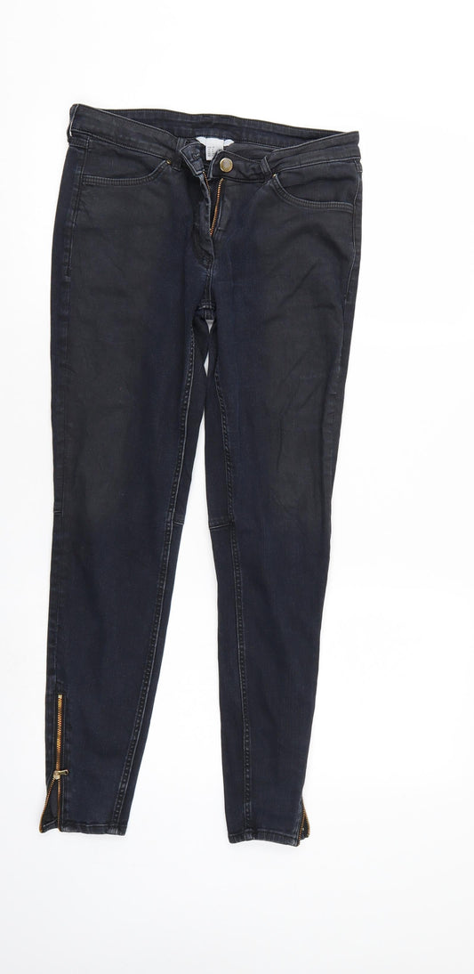H&M Womens Black  Denim Tapered Jeans Size 10 L26 in