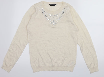 Preloved Dorothy Perkins Womens Ivory   Pullover Jumper Size 12 - Front
