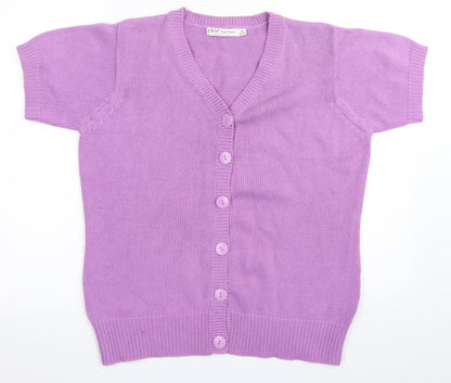 Preloved EWM Womens Purple  Rayon Cardigan Jumper Size M - Front