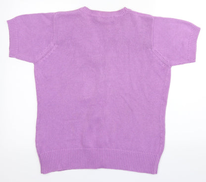 Preloved EWM Womens Purple  Rayon Cardigan Jumper Size M - Back