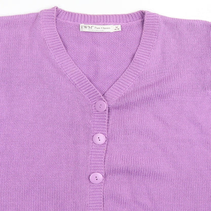 Preloved EWM Womens Purple  Rayon Cardigan Jumper Size M - Detail