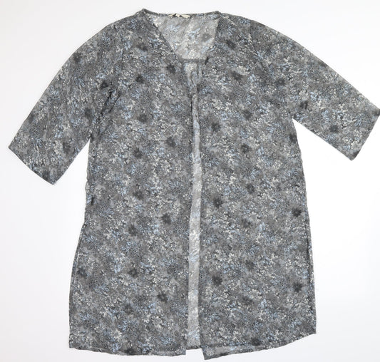 NEXT Womens Grey Floral  Kimono Blouse Size 12  - Pool Cover Up