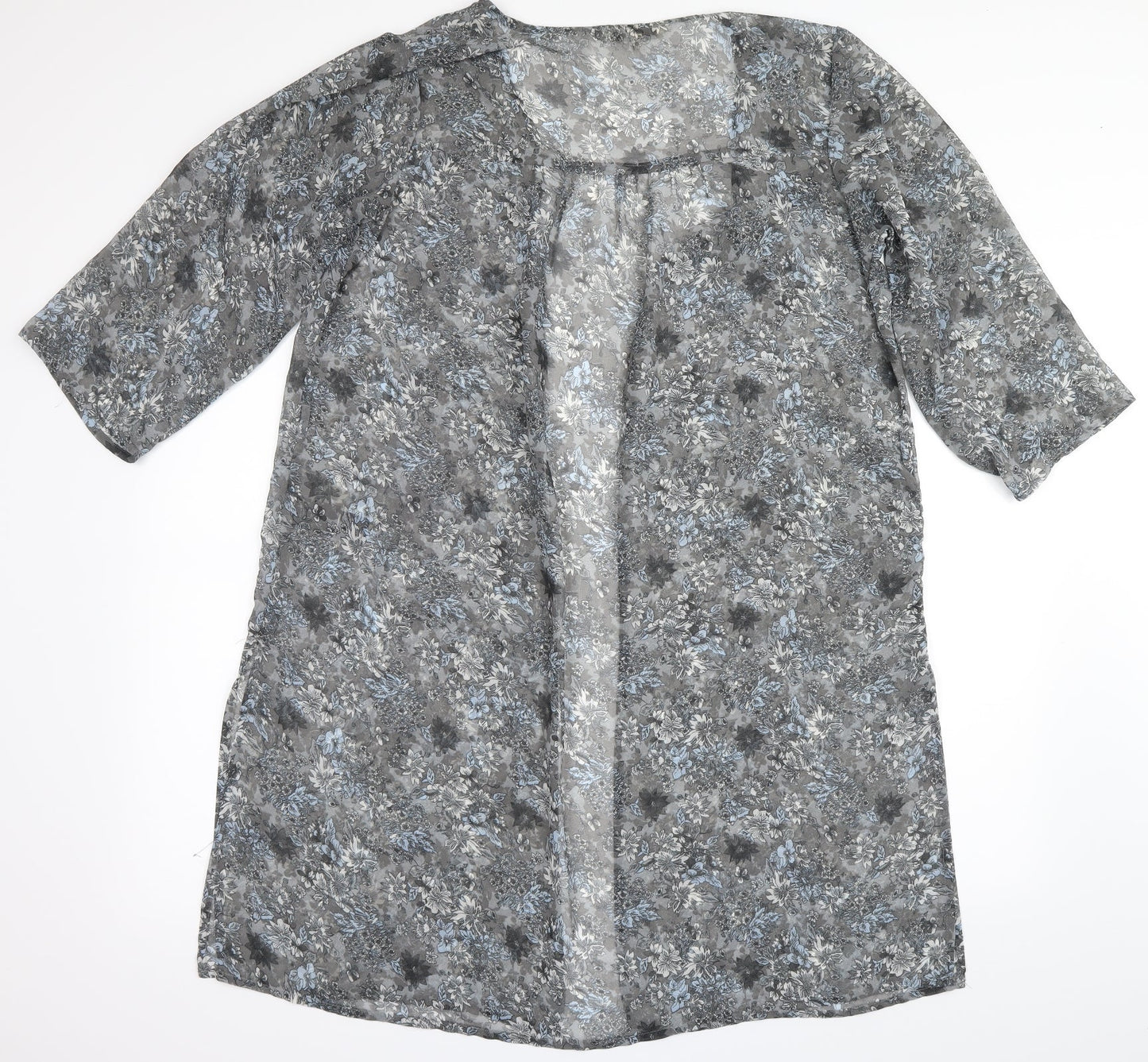 NEXT Womens Grey Floral  Kimono Blouse Size 12  - Pool Cover Up