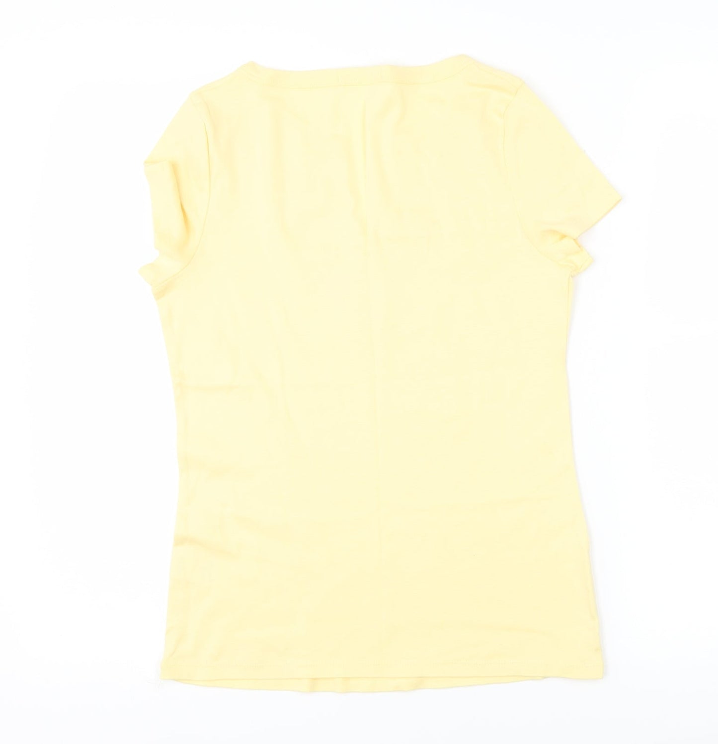 Marks and Spencer Womens Yellow Fair Isle  Basic T-Shirt Size 14