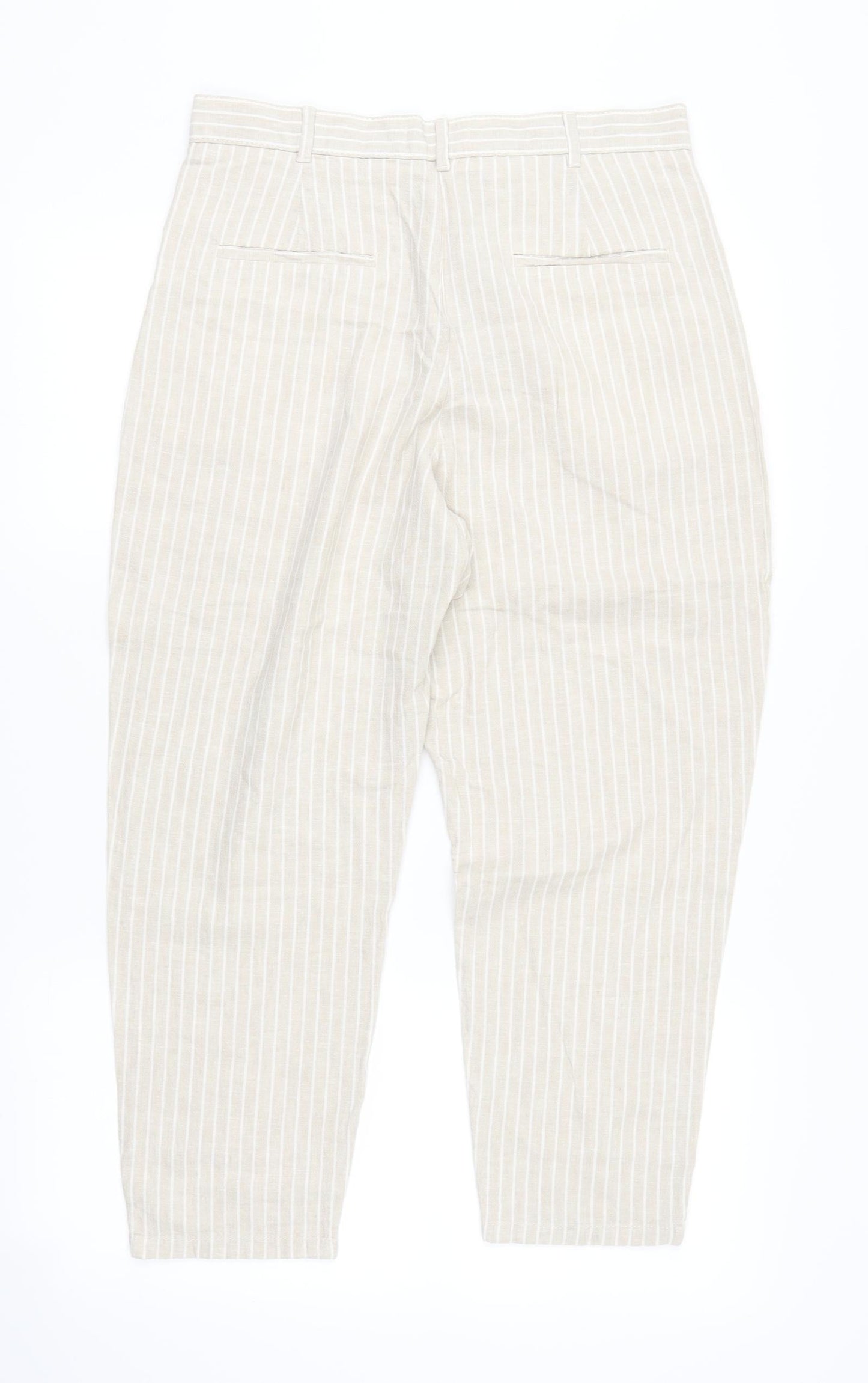 F&F Womens Beige Striped  Trousers  Size 10 L23 in