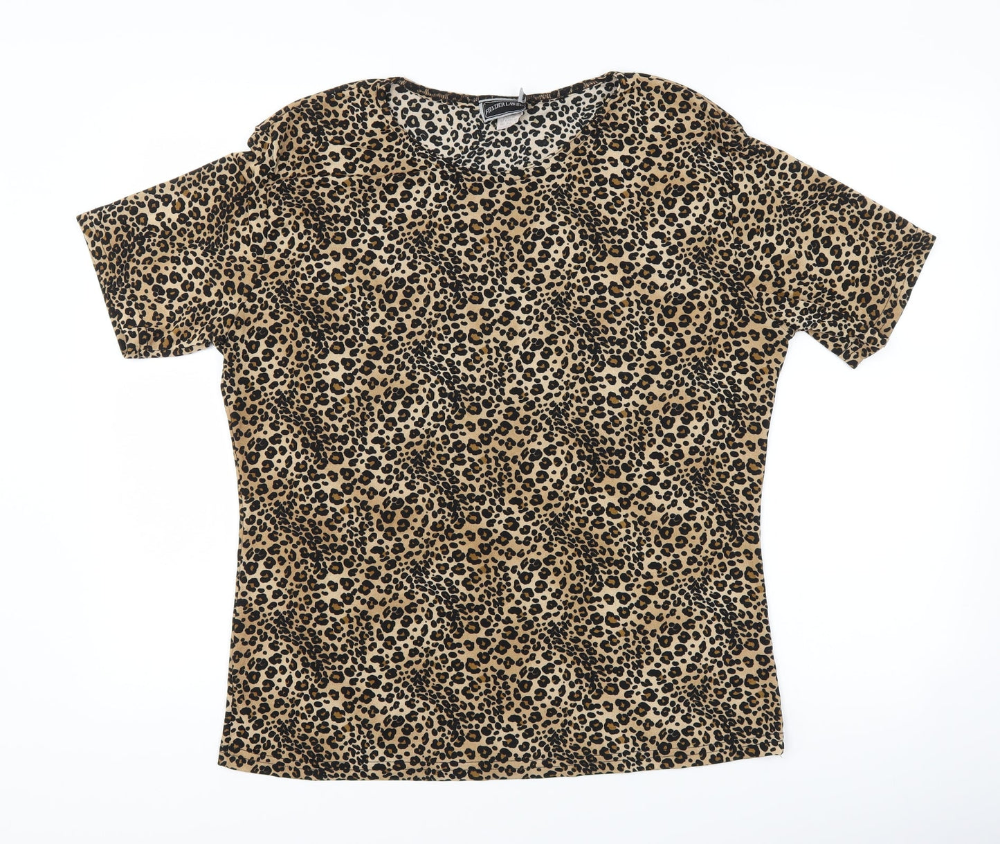 Frazier Lawrence  Womens Brown Animal Print  Basic T-Shirt Size L