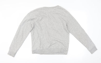 Preloved H&M Womens Grey   Pullover Sweatshirt Size M  - slogan - Back