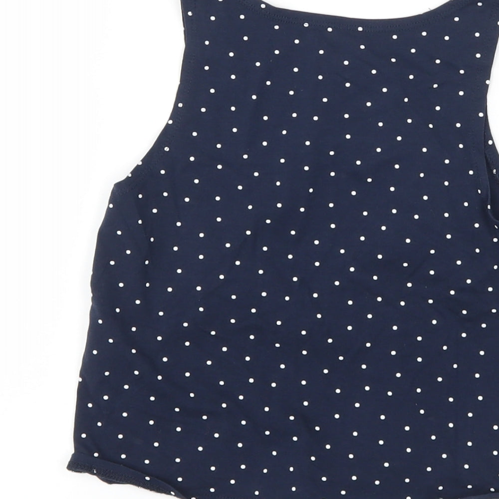 H&M Girls Blue Polka Dot  Basic Tank Size 9-10 Years  - Tie Front