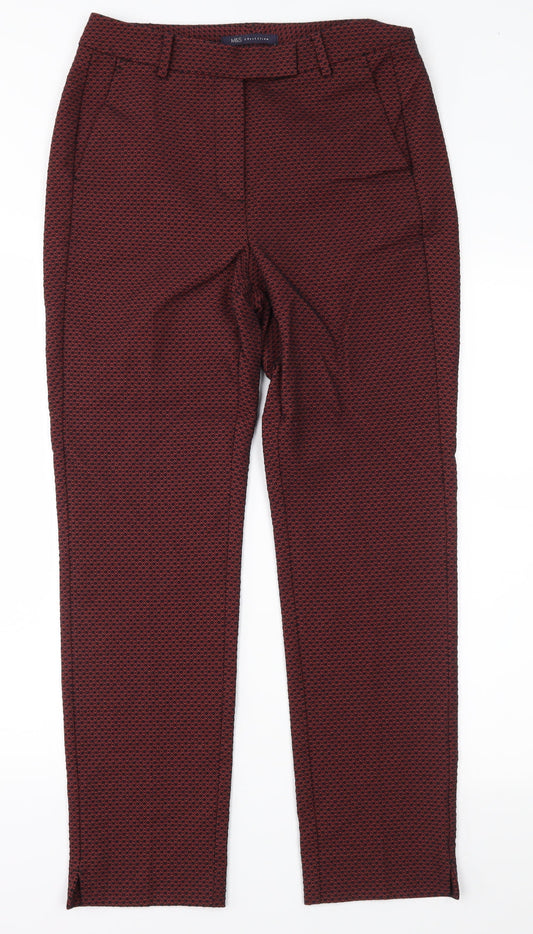 Marks and Spencer Womens Red Geometric  Trousers  Size 8 L28 in
