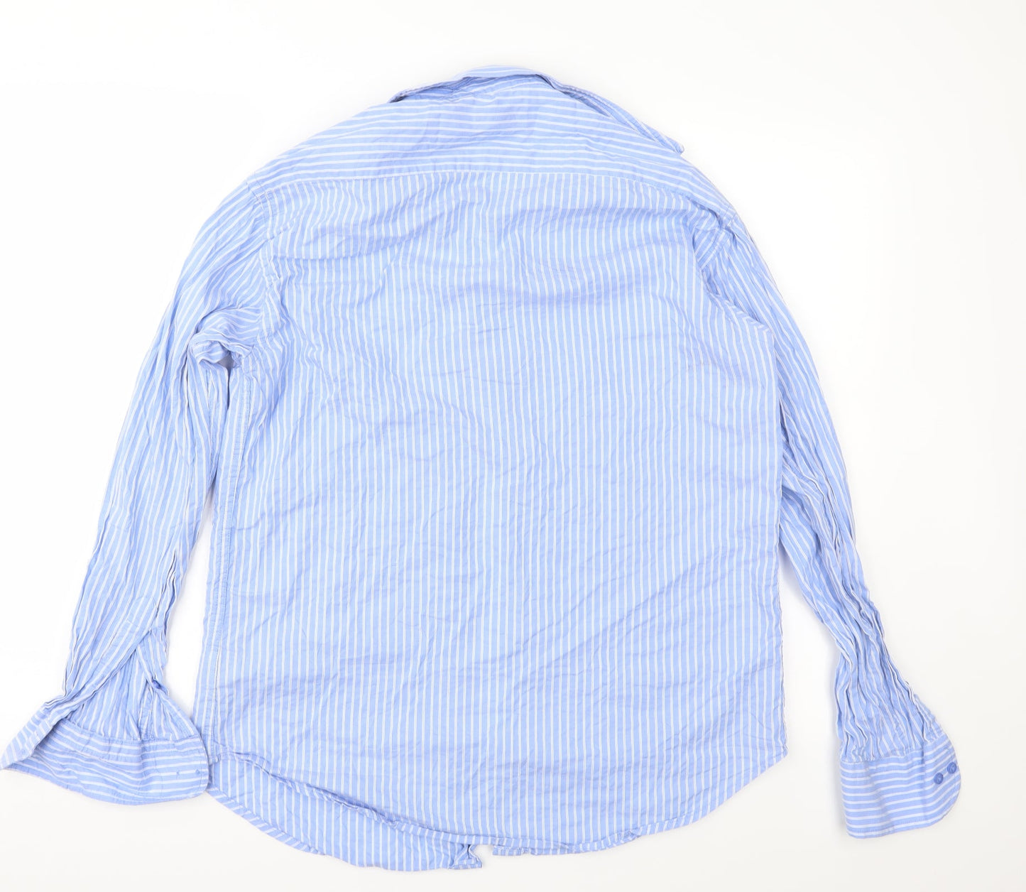 Chen One Mens Blue Striped   Button-Up Size 15.5