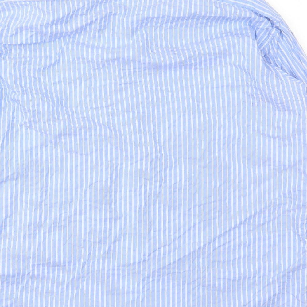 Chen One Mens Blue Striped   Button-Up Size 15.5